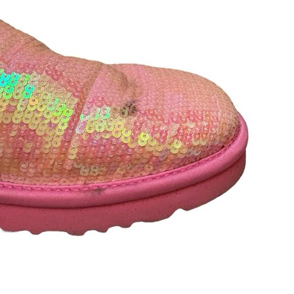 UGG Pink Sparkle Sequin Boots Size 9 - Picture 7 of 7